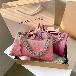 Crossbody Crocodile Print Pink Purse